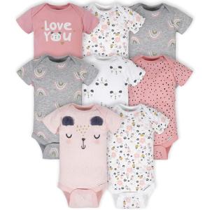 image:imageGerber Baby Girls 8pack Short Sleeve Onesies BodysuitsBear Pink