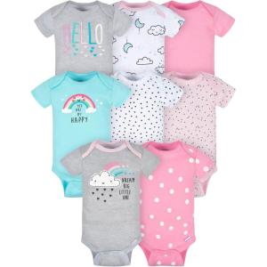 image:imageGerber Baby Girls 8pack Short Sleeve Onesies BodysuitsClouds