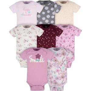 image:imageGerber Baby Girls 8pack Short Sleeve Onesies BodysuitsLavender Garden