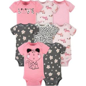 image:imageGerber Baby Girls 8pack Short Sleeve Onesies BodysuitsLeopard Pink