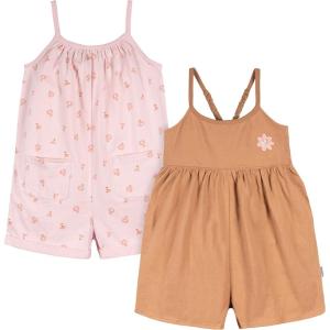 image:imageGerber Baby Girls Toddler 2pack Sleeveless Romper JumpsuitRust Floral
