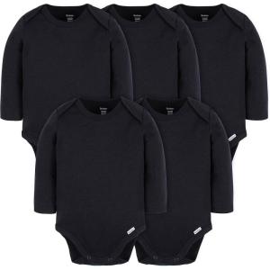image:imageGerber Baby Long Sleeve Solid Onesies Multipack Interlock 180 GsmBlack