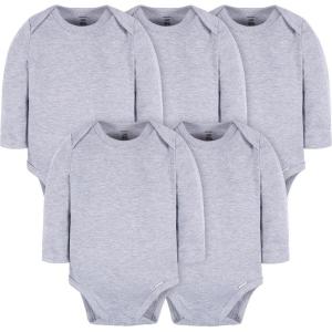 image:imageGerber Baby Long Sleeve Solid Onesies Multipack Interlock 180 GsmGrey Heather