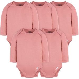 image:imageGerber Baby Long Sleeve Solid Onesies Multipack Interlock 180 GsmPink