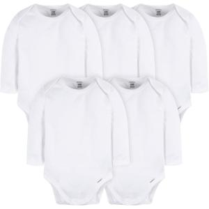 image:imageGerber Baby Long Sleeve Solid Onesies Multipack Interlock 180 GsmWhite