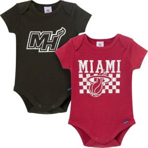 image:imageGerber unisexbaby NBA Team 2 Pack Short Sleeve Onesie BodysuitsMiami Heat