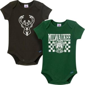 image:imageGerber unisexbaby NBA Team 2 Pack Short Sleeve Onesie BodysuitsMilwaukee Bucks