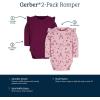 image:imageGerber Baby Girls 2pack Long Ruffle Sleeve OnesiesDandelions