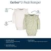 image:imageGerber Baby Girls 2pack Long Ruffle Sleeve OnesiesFlower Toss