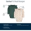 image:imageGerber Baby Girls 2pack Long Ruffle Sleeve OnesiesMushrooms
