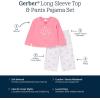 image:imageGerber Baby Girls 2piece Pajama Set Top amp Loosefitting PantsBerry