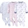 image:imageGerber Baby Girls Fleece Footed Pajamas 3packPurple Rainbows