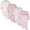 image:imageGerber BabyGirls 4 Pack Sleep N Play FootiePrincess Pink