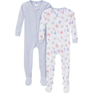 image:imageGerber Baby Girls 2Pack Footed PajamasButterflies