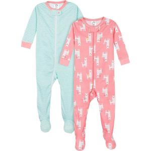 image:imageGerber Baby Girls 2Pack Footed PajamasLlama Pink