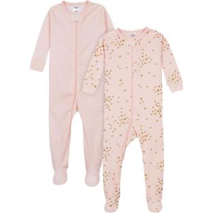 image:imageGerber Baby Girls 2Pack Footed PajamasLove Pink