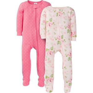 image:imageGerber Baby Girls 2Pack Footed PajamasPink Rose