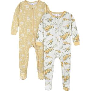 image:imageGerber Baby Girls 2Pack Footed PajamasRose Garden Yellow
