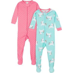 image:imageGerber Baby Girls 2Pack Footed PajamasUnicorns Pink