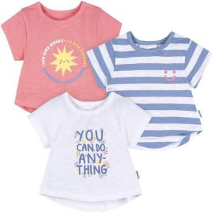 image:imageGerber Baby Girls 3Pack Short Sleeve TeesPink  Blue and White