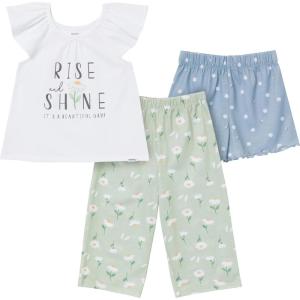 image:imageGerber Baby Girls 3piece Pajama Set Loosefitting Top Pants  ShortsDaises