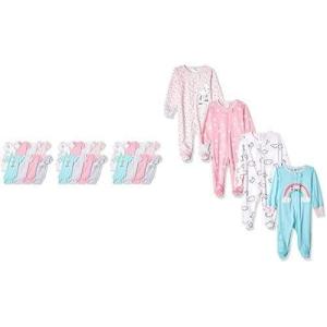 image:imageGerber Baby Girls 8pack Short Sleeve Onesies and 4Pack Sleep N Play Clothing Bundle Cloud 36M