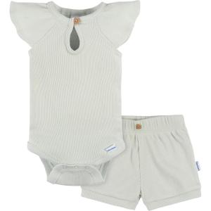image:imageGerber Baby Girls Bodysuit and Shorts SetGreen Lily