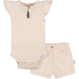 image:imageGerber Baby Girls Bodysuit and Shorts SetLight Oatmeal Heather