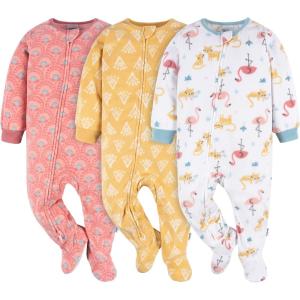 image:imageGerber Baby Girls Fleece Footed Pajamas 3packPink Flamingos