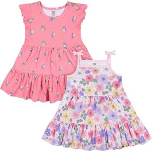 image:imageGerber Baby Girls Toddler 2Pack Short Sleeve Cotton DressesPink Floral