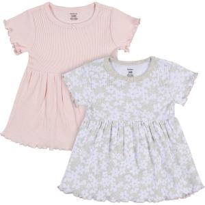 image:imageGerber Baby Girls Toddler 2Pack Short Sleeve Cotton DressesPink Small Floral