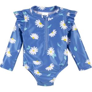 image:imageGerber Baby Girls Toddler Long Sleeve One Piece Rashguard SwimsuitBlue Daisies