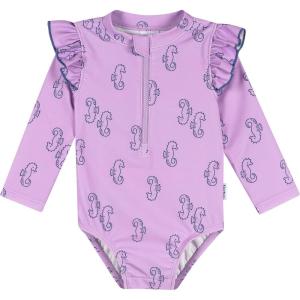image:imageGerber Baby Girls Toddler Long Sleeve One Piece Rashguard SwimsuitPurple Seahorses