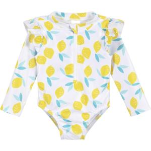 image:imageGerber Baby Girls Toddler Long Sleeve One Piece Rashguard SwimsuitWhite Yellow Lemons