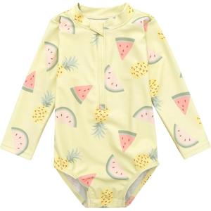 image:imageGerber Baby Girls Toddler Long Sleeve One Piece Rashguard SwimsuitYellow Fruit