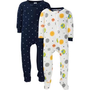 image:imageGerber BabyBoys 2Pack Footed PajamasBlue Earth