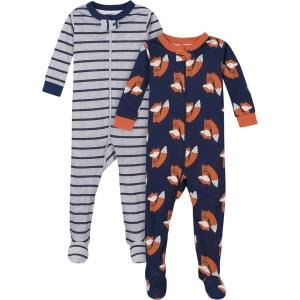 image:imageGerber BabyBoys 2Pack Footed PajamasFox Grey