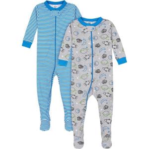 image:imageGerber BabyBoys 2Pack Footed PajamasSpace Blue