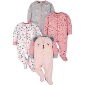 image:imageGerber BabyGirls 4 Pack Sleep N Play FootieBear Pink