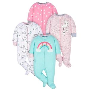 image:imageGerber BabyGirls 4 Pack Sleep N Play FootieCloudy