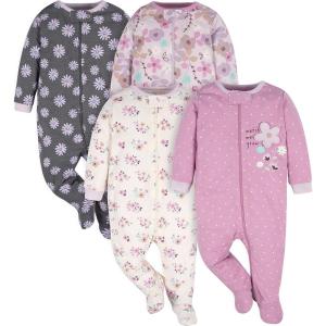 image:imageGerber BabyGirls 4 Pack Sleep N Play FootieLavender Garden