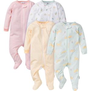 image:imageGerber BabyGirls 4 Pack Sleep N Play FootieLeopard