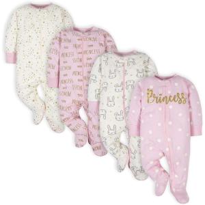 image:imageGerber BabyGirls 4 Pack Sleep N Play FootiePrincess Pink