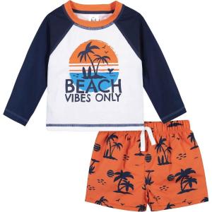 image:imageGerber BabyBoys Toddler Long Sleeved Rashguard Swim Bathing Suit SetBlue Beach