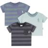image:imageGerber babyboys Toddler 3pack Short Sleeve Pocket TeesBlue and Gray
