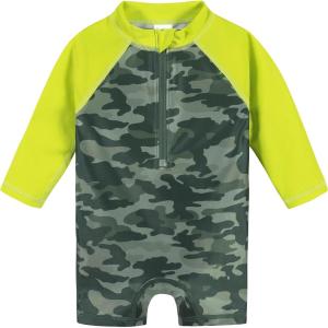 image:imageGerber Baby Boys Toddler Long Sleeve One Piece Sun Protection Rashguard SwimsuitGreen Gator