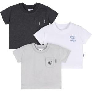 image:imageGerber babyboys Toddler 3pack Short Sleeve Pocket TeesBlack  Gray and White