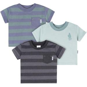 image:imageGerber babyboys Toddler 3pack Short Sleeve Pocket TeesBlue and Gray
