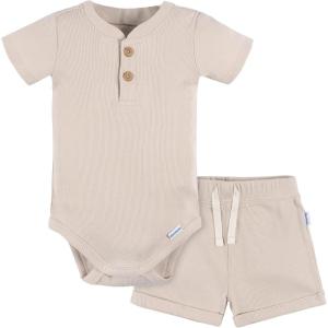 image:imageGerber Baby Bodysuit and Short SetBeige