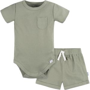 image:imageGerber Baby Bodysuit and Short SetOlive